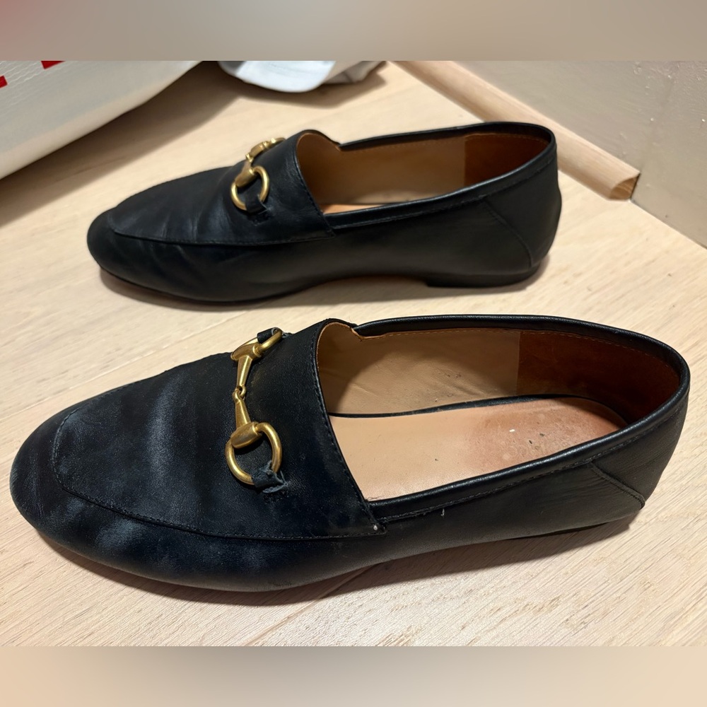 Black Leather Loafers with Gold Detailing - Picture 4 of 8